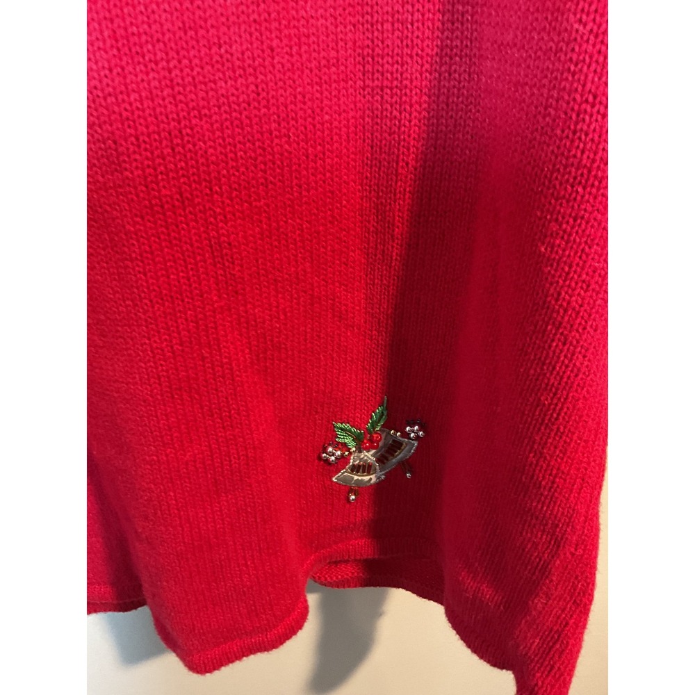 CB Collections Women's Red Beaded Reindeer Christmas Hooded Vest M - Picture 7 of 9